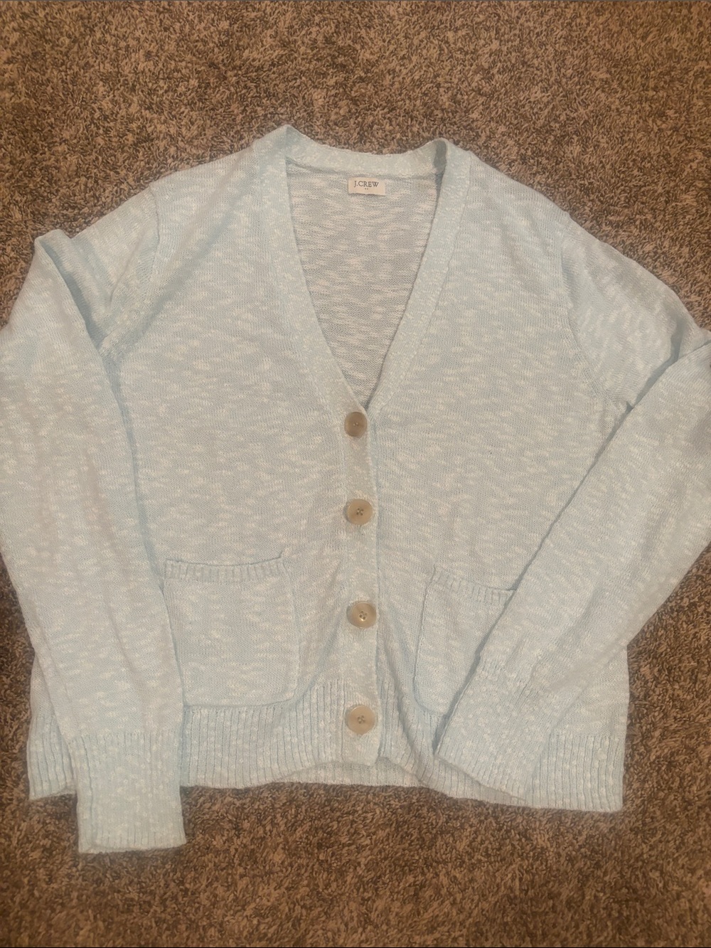 J. Crew Pale Blue V-Neck Button Cardigan